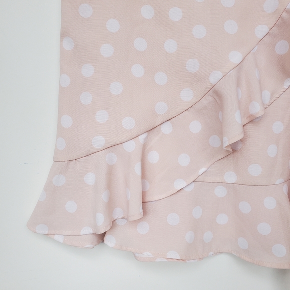 GIANNI Bini Mini Skirt Polka Dot Pink & White Wrap Sz M - EUC! - Picture 6 of 12